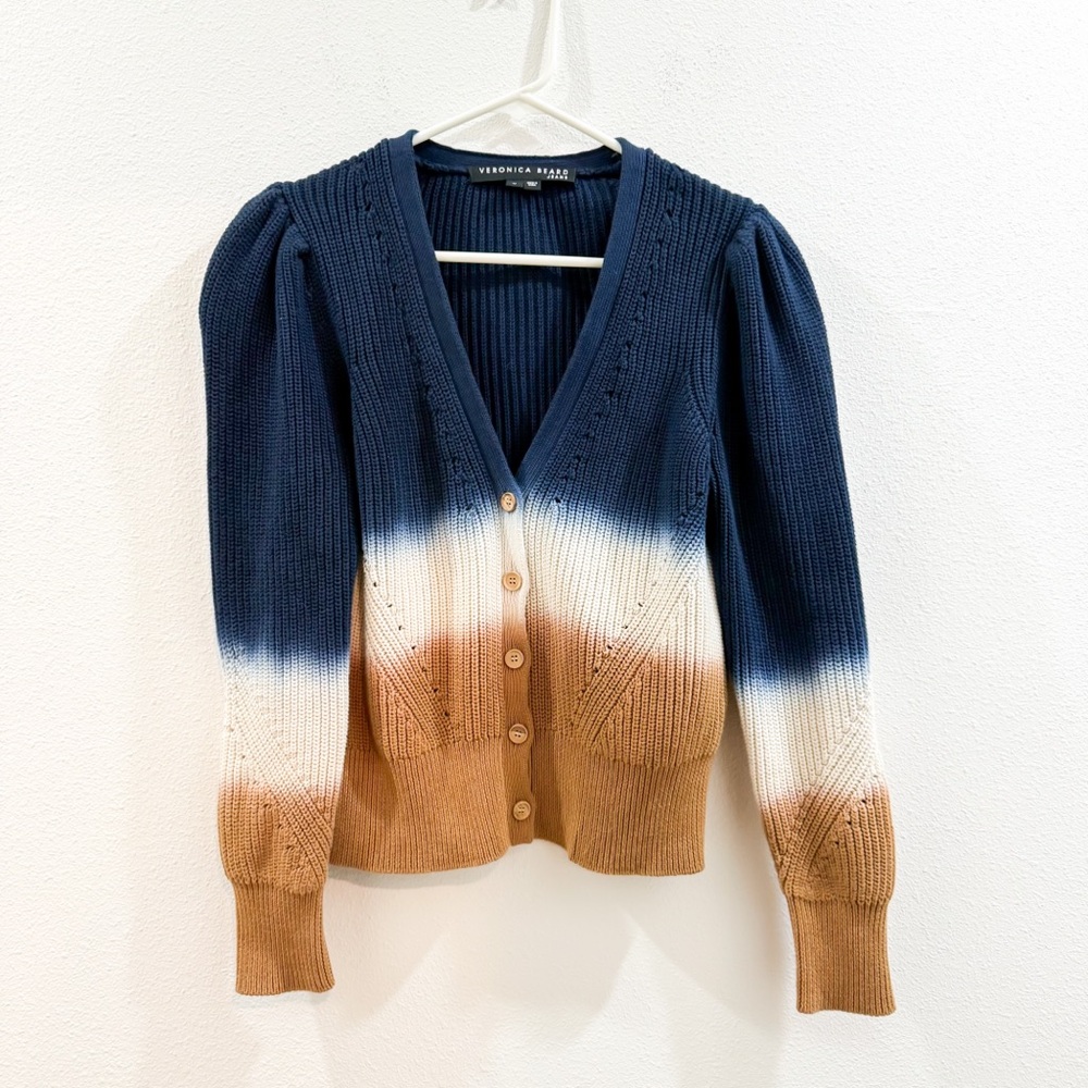 Veronica Beard Parula Cotton
Cardigan Blue and Brown Ombre M Sweater‎ - Picture 5 of 9